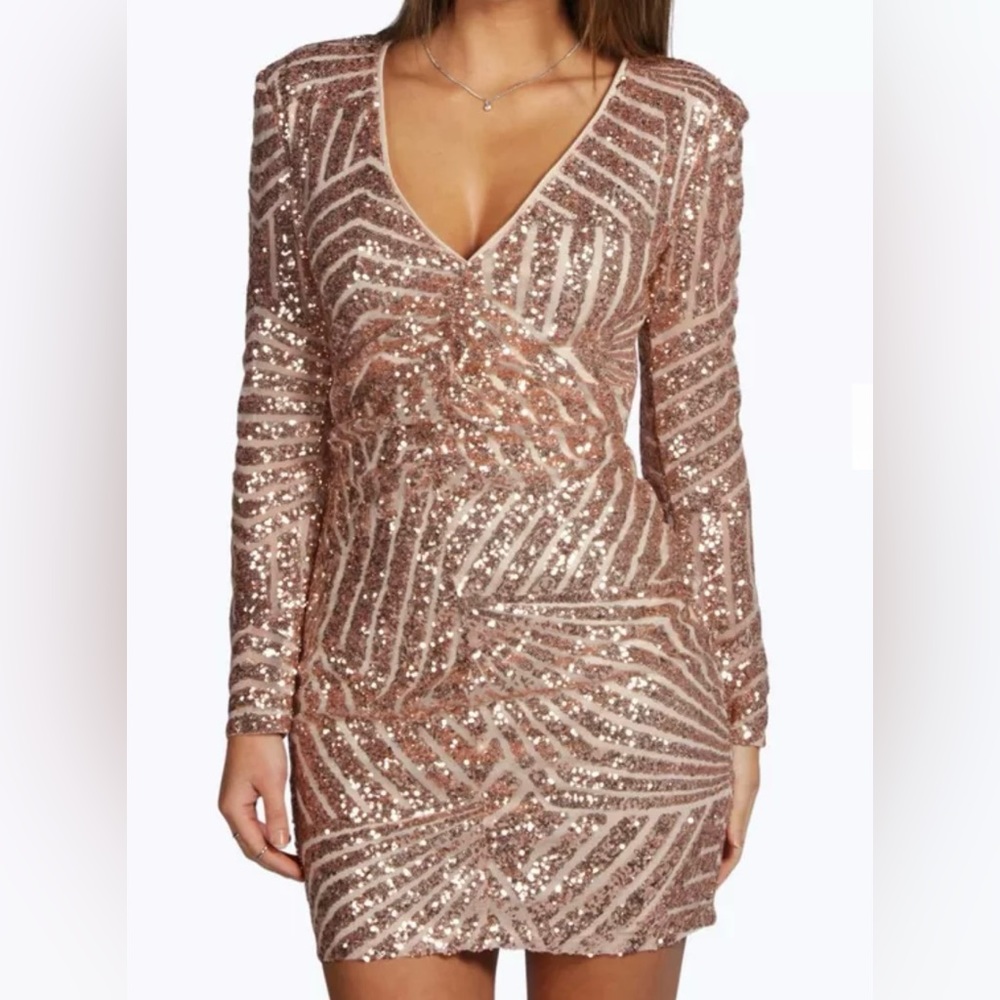 BOUTIQUE SEQUIN PANELED BODYCON PARTY DRESS